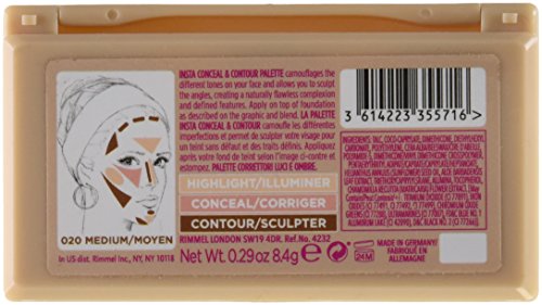 Rimmel London Insta Number 010 Paleta de corrección y contour, 7 g, color claro