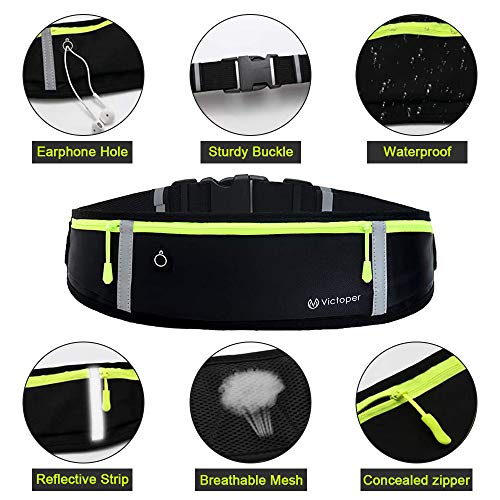 Riñonera Running para correr, impermeable, para entrenamiento, viajes y más, con tiras reflectantes y orificio para auriculares, ideal para todo tipo de teléfonos