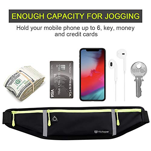 Riñonera Running para correr, impermeable, para entrenamiento, viajes y más, con tiras reflectantes y orificio para auriculares, ideal para todo tipo de teléfonos