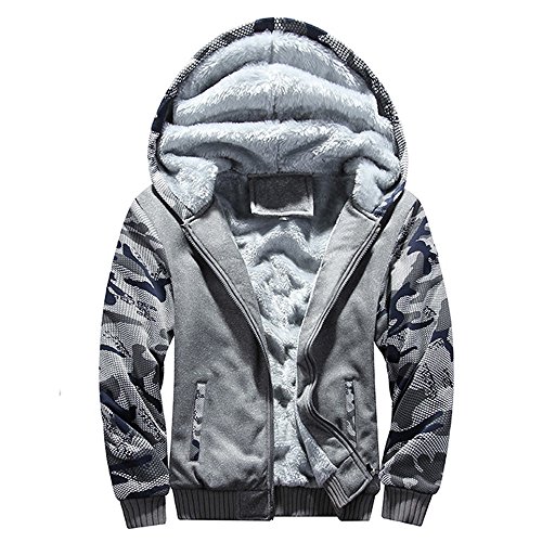 riou Chaqueta con Capucha Forro Polar Sudadera con Capucha Hombres de Manga Larga Hoodie Casual Abrigo Otoño-Invierno Chandal