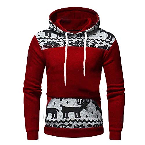 riou ¡Oferta Sudaderas con Capucha para Hombre Cosy Chaqueta Deportiva Sudadera con Cremallera Completa Ecosmart Hoodie Casual Jerséis Top Blouse ¡Caliente! (Navidad-Red, M)