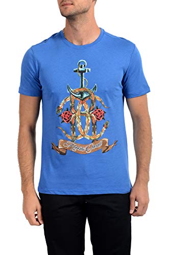 Roberto Cavalli GST644 - Camiseta de manga corta para hombre Blu Bluette XXL