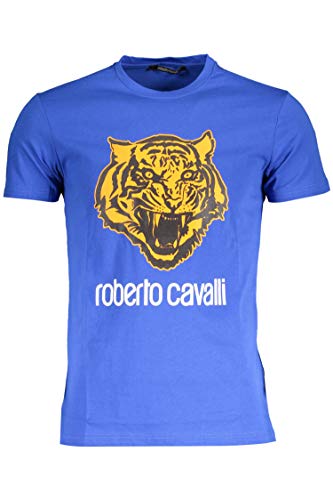 Roberto Cavalli GST647 - Camiseta de manga corta para hombre Blu Bluette L