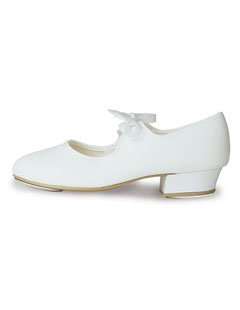 Roch Valley LHC - Zapatos de claqué de tela (tacón bajo), blanco, 2 UK / 34 EU