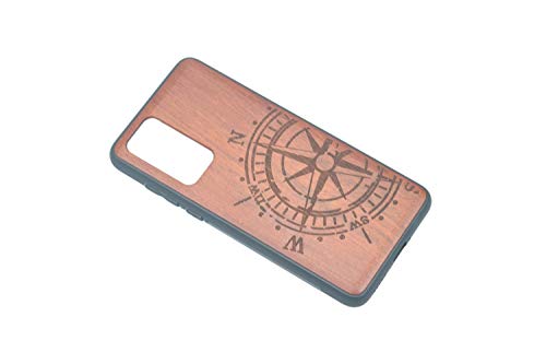 RoseFlower® Funda de Madera para Samsung Galaxy Note 20 Ultra (17.6 cm (6.9") - Compás de Palo de Rosa Cover Protector - Natural Hecha a Mano de Bambú/Madera Carcasa Rígida Case Protective Shell