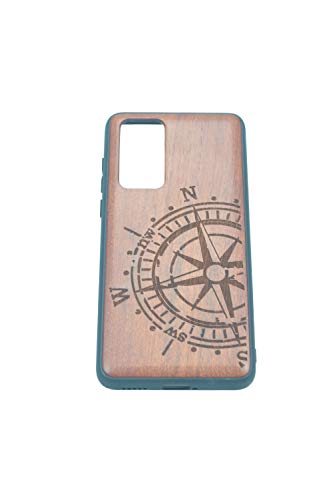 RoseFlower® Funda de Madera para Samsung Galaxy Note 20 Ultra (17.6 cm (6.9") - Compás de Palo de Rosa Cover Protector - Natural Hecha a Mano de Bambú/Madera Carcasa Rígida Case Protective Shell