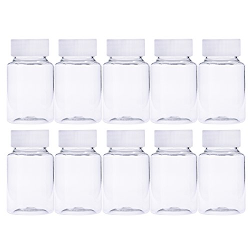 ROSENICE 10 piezas Botellas vacías de plástico de 80ml con tapa para píldoras medicina