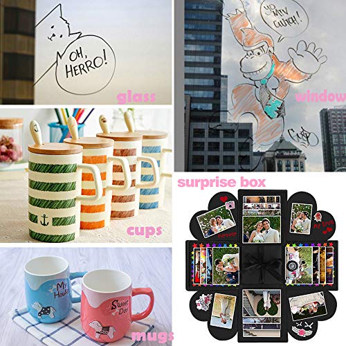 Rotuladores Metálicos Conjunto de 10 colores Marcador Metálico para Vaso Álbum de recortes Libro de fotos Libro de visitas Boda Papel negro Tarjetas Cerámica Plastico (Punta fina)