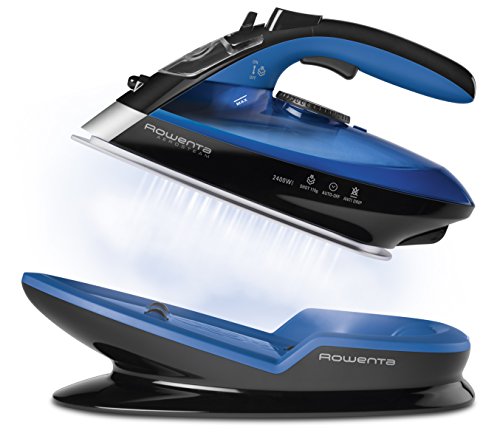 Rowenta DE5010D1 Freemove Plancha de vapor sin cable con golpe de vapor 115 g/min, 2400 W, 250 ml, suela Microsteam 400 láser, Azul/Negro