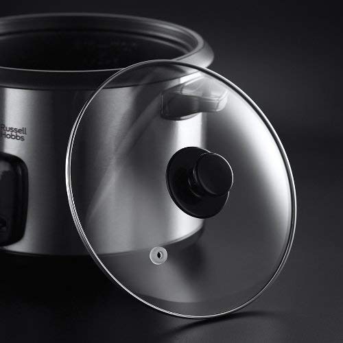 Russell Hobbs Cook@Home 19750-56 - Vaporera y Arrocera, Inox, Capacidad de 1.8 L, Tapa de Vidrio, 700 W