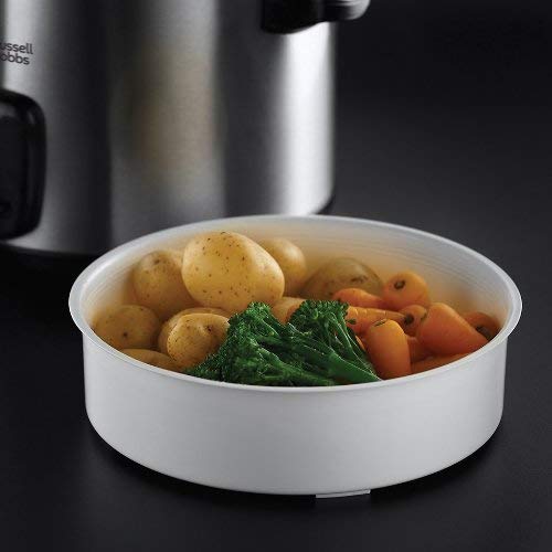 Russell Hobbs Cook@Home 19750-56 - Vaporera y Arrocera, Inox, Capacidad de 1.8 L, Tapa de Vidrio, 700 W