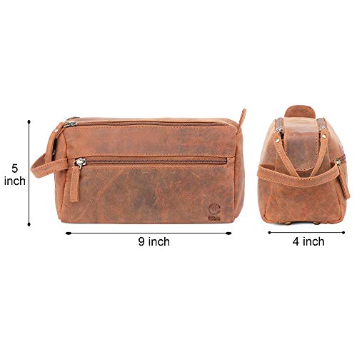 Rustic Town Bolsa de Aseo de Cuero Vintage y Estilo Antiguo para Todos Sus artículos de Viaje para Unisex-Adulto Medio Marrón