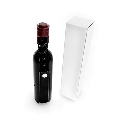 Sacacorchos magnético con forma de botella de vino en color negro presentado en caja de cartón. Detalles para Bodas Hombres Invitados, Regalos originales y baratos