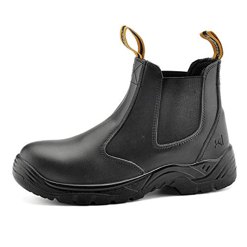 SAFETOE Botas de Seguridad Hombre Trabajo CE S3-8025 Botas de Trabajo con Punta de Acero Impermeables (Talla 44, Negro)