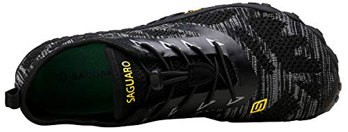 SAGUARO Hombre Mujer Barefoot Zapatillas de Trail Running Minimalistas Zapatillas de Deporte Fitness Gimnasio Caminar Zapatos Descalzos para Correr en Montaña Asfalto Escarpines de Agua, Negro, 44 EU