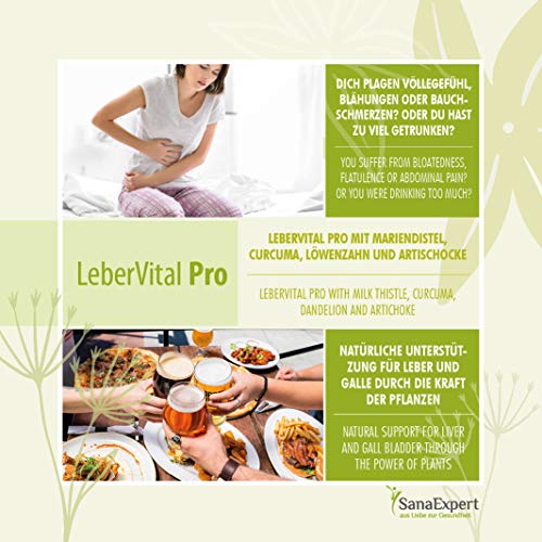 SanaExpert LeberVital Pro, Suplemento Nutricional para el Hígado y los Riñones, Capsulas Depurativas con Extracto de Cardo Mariano, Alcachofa, Cúrcuma, Raíz de Diente de León, 120 Cápsulas