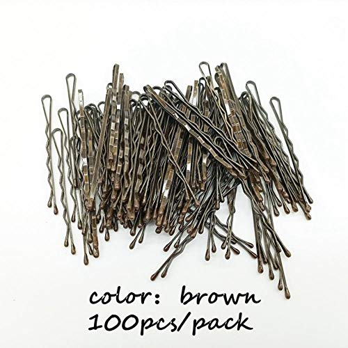 SELLA Negro/marrón/dorado Horquillas para mujeres Lady Bobby Pins Invisible Wave Hairgrip Barrette Hairclip Hair Clip Accesorios, ACC103-Brown 100PCS, 5CM (1.97inch)