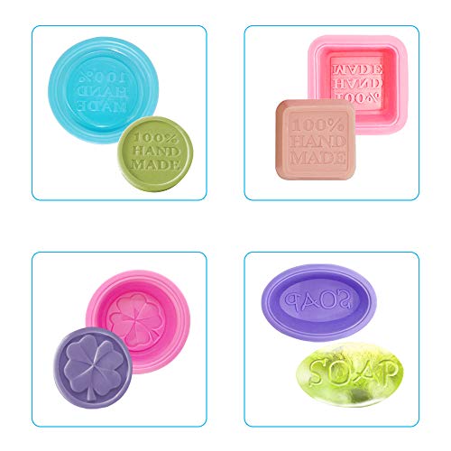 SENHAI Molde rectangular de 6 cavidades y 4 moldes de silicona para jabón, hacer cupcakes, magdalenas, jabón, rosa, morado, rosa, rojo, azul