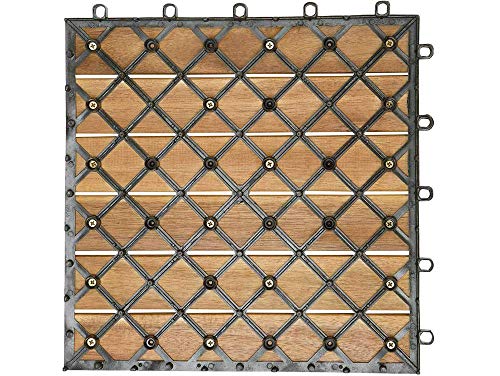 Set de 16 baldosas en madera cumarú 30 x 30 cm para 1,2m²,resistentes a rayos UV para uso en exterior, antideslizantes, ideal para terrazas, jardínes.fácil de instalar.