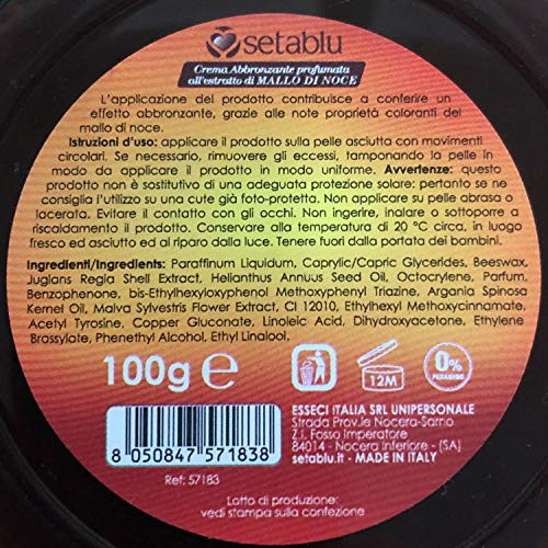 Setaablu - Crema bronceadora de mallo de nogal 571838 sin parabenos, 100 g