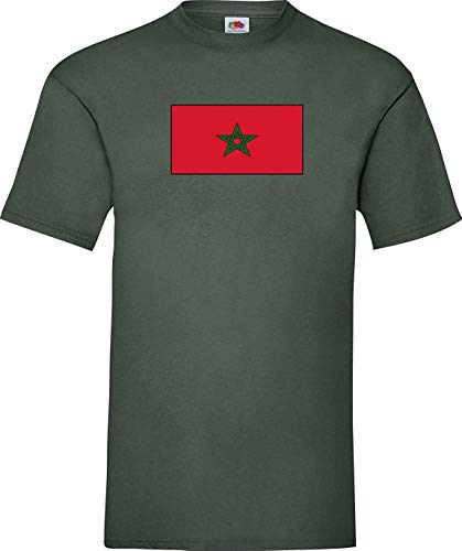 Shirtinstyle Camiseta de Hombres Marruecos Morocco Camiseta de País con el Nombre Deseado y Número - Green, XXL