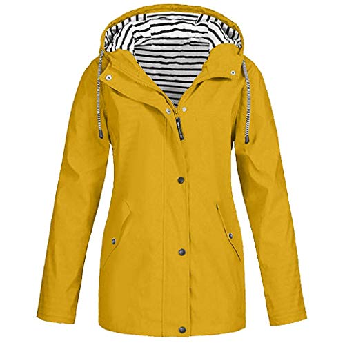 SHOBDW Liquidación Venta Abrigos Mujer Invierno Largos 2019 Moda Informal Outdoor Abrigo Parka Capucha Impermeable Rompevientos Mujer Cremallera Bolsillo Chaqueta Mujer Talla Grande(Amarillo,5XL)