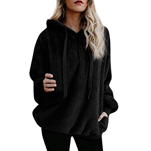 SHOBDW Liquidación Venta Mujer Sudadera con Capucha Suelta Tallas Grandes Jersey de Mujer Jersey otoño Invierno Manga Larga Remata Abrigo cálido (S, Negro)