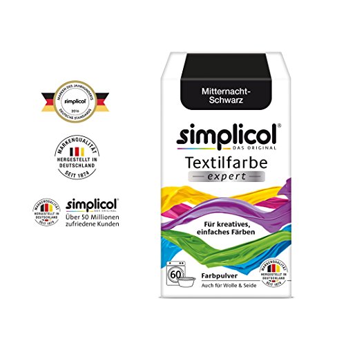 Simplicol Expert Fabric Dye Tinte de Coloración para Textiles: Lavado a Mano o Lavadora - Tiñe y Restaura Sus Telas y Ropa - Medianoche Negro