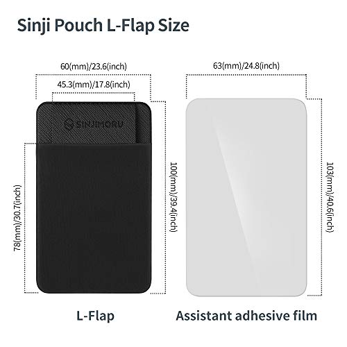 Sinjimoru - Sinji Pouch L-Flap - Tarjetero Inteligente con pestaña de Cierre, Tarjetero para teléfono móvil, Mini Cartera Reutilizable para iPhone y Android. Color Negro