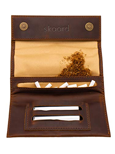 skaard | Bolsa Tabaco | Piel Genuina | Cierre Magnético | Marrón y Negro