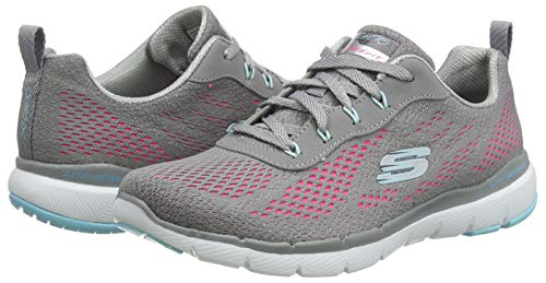 Skechers Flex Appeal 3.0-Pure Velocity, Zapatillas Deportivas para Mujer, Gris/Rosa Caliente, 39 EU