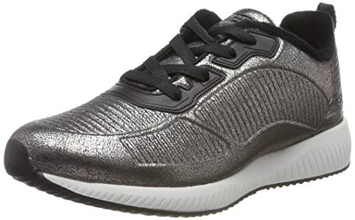 Skechers Women's BOBS SQUAD Trainers, Silver (Pewter Duraleather/Chenille Line Pew), 6 UK (39 EU)