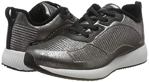 Skechers Women's BOBS SQUAD Trainers, Silver (Pewter Duraleather/Chenille Line Pew), 6 UK (39 EU)