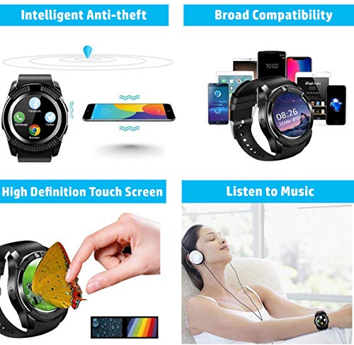 Smartwatch con Whatsapp,Bluetooth Smart Watch Pantalla táctil,Reloj Inteligente Hombre con Cámara, Impermeable Smartwatches Telefono Sport Fitness Tracker Compatible Android iOS para Hombre Mujer