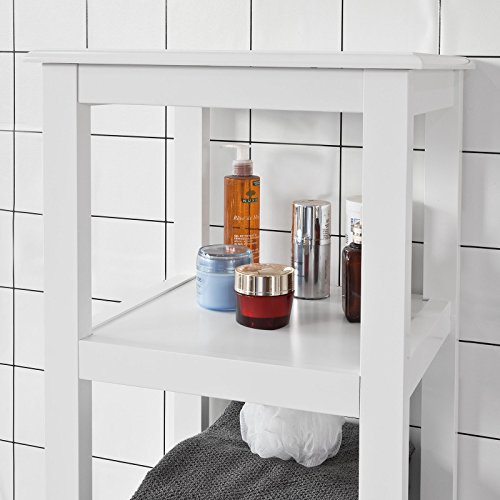 SoBuy® Mueble Columna de baño, Armario para baño - 3 estantes y 1 Puerta, FRG205-W, ES(Blanco)