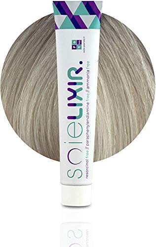 Soielixir Tinte Permanente para Cabello en crema SIN Resorcinol, parafenilendiamina y amoniaco - 93 colores - 100 ml - 11/10 Rubio Super Platino Ceniza