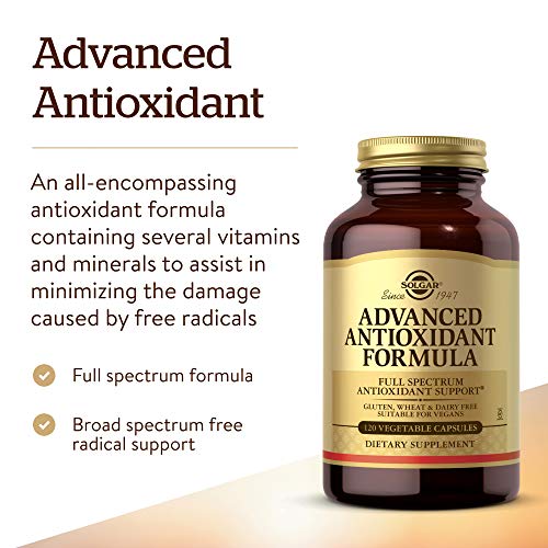 Solgar Fórmula Antioxidante Avanzada, Protege a las Células Contra el Daño Oxidativo Diario, 120 cápsulas Vegetales
