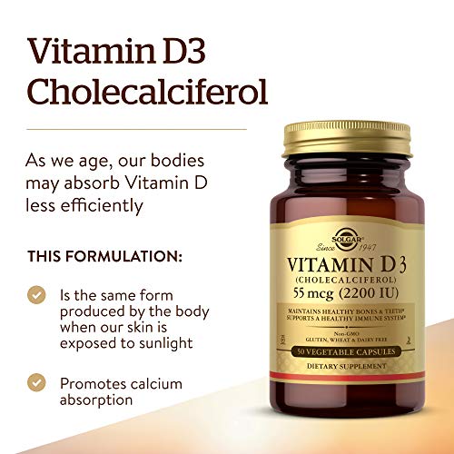 Solgar Vitamina D3 (Colecalciferol) 2200 UI (55 µg) Cápsulas vegetales - Envase de 50