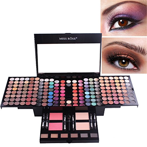 Songlela 180 Colores Paleta de Sombras de Ojo Kit, Profesional Caja de Maquillaje de Sombras de Ojos, Maquillaje de Regalo Set Incluye Sombra de Ojos, Polvo de Cejas, Coloretes, Silueta en Polvo #6