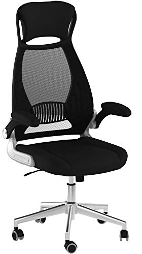 SONGMICS OBN86BK Silla giratoria de Oficina Silla de Escritorio de Malla con reposacabezas Mecanismo sincronizad y Altura Ajustable Negro