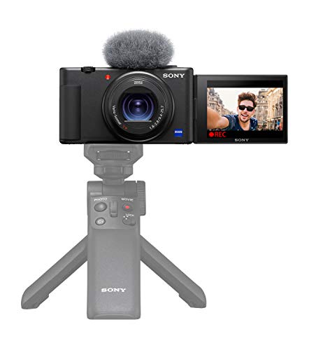 Sony ZV1BDI.EU - Cámara vlogging (Eye AF con Seguimiento a Tiempo Real, detección de Fases, prioridad a rostros en Auto Exposición, para Vlogger, Video 4K, Filtro Piel Suave, Micro direccional) Negro