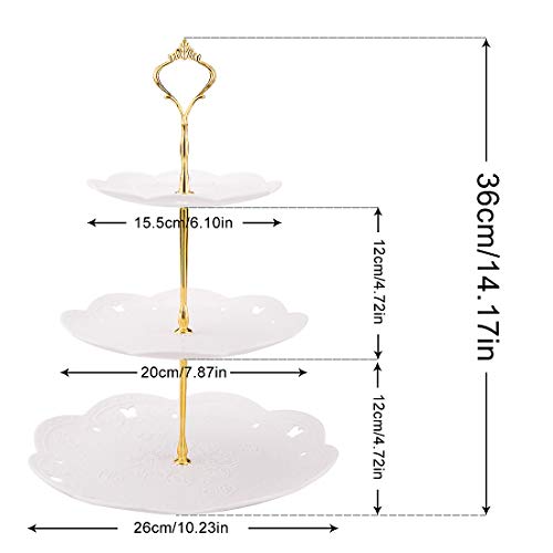 Soporte para Tartas de 3 Pisos, Bandeja de Tartas, Plato de Frutos, Cupcake y Torre de Postre para Boda Fiesta Tarde cumpleaños
