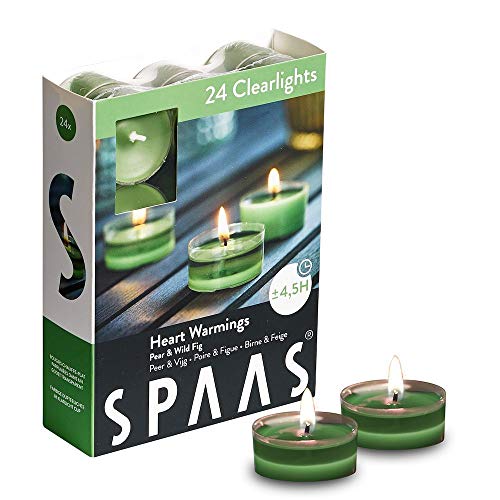 Spaas 24 velas aromáticas en vaso transparente, 4,5 horas, calentamientos de corazón