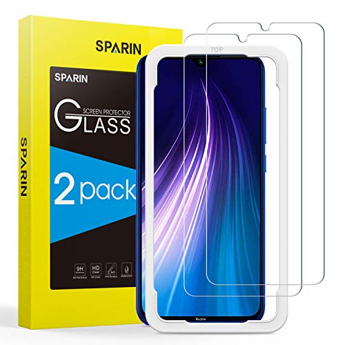 SPARIN [2 Pack Protector Pantalla Redmi Note 8 / Note 7, Cristal Templado Redmi Note 8 / Note 7, Vidrio Templado con [Alta Definicion] [Sin Burbujas] [Anti-Huella]