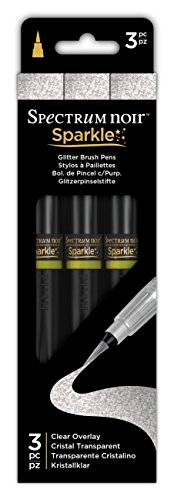 Spectrum Noir SPECN-SPA-CLE3 Sparkle Fine Glitter Purpurina Brush Set de Plumas-Superposición Transparente-Paquete de 3, Multicolor, 25x7.3x1.5 cm