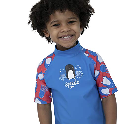 Speedo Sun Top Camiseta, Unisex bebé, Reflectr Ray Bril BLU/Lav, 9-12 Meses