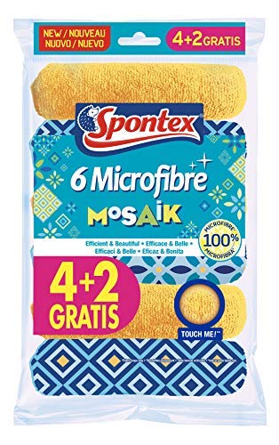 Spontex Mosaik - Pack de 6 Bayetas de Microfibra