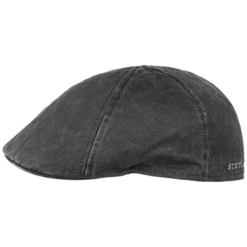 Stetson Flatcap Level para Hombre - Gorra Plana con algodón - Gorra de Hombre con protección UV 40+ - Gorra en Look Retro - Gorra Plana Verano/Invierno - Flat Cap Negro L (58-59 cm)