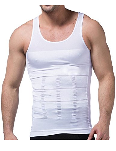 STTLZMC Faja Chaleco Hombre Adelgazante Reductora Compresion Elástica de Ropa Interior M-XXXL,Blanco,Large