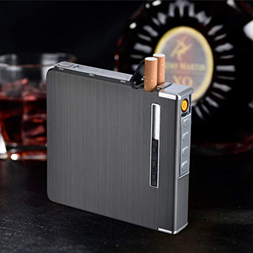 StyleBest Estuche de Cigarrillos con encendedores, Porta Cigarrillos de Bolsillo Caja de Tabaco para cigarros, Encendedores electrónicos a Prueba de Viento sin Llama Recargables